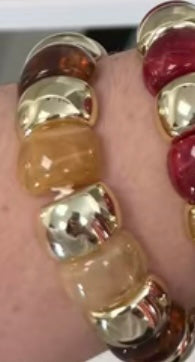 Bracelet résine bicolore acier inoxydable mode tendance élastique