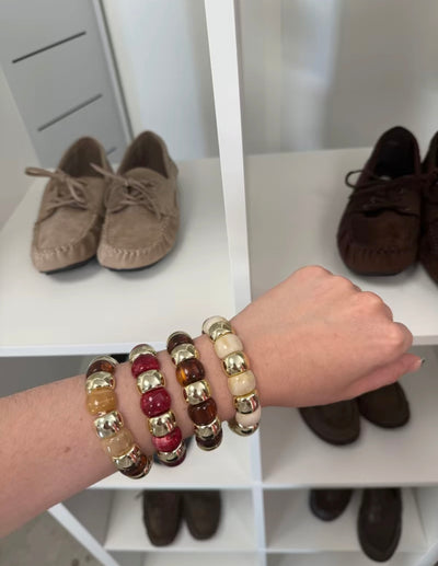 Bracelet résine bicolore acier inoxydable mode tendance élastique