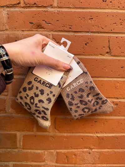 Chaussettes lurex mots léopard