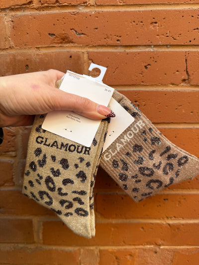 Chaussettes lurex mots léopard