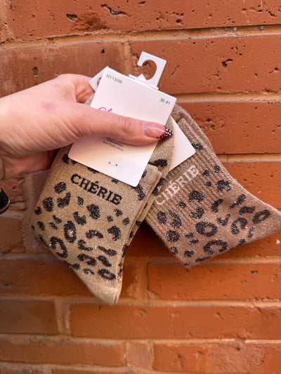 Chaussettes lurex mots léopard