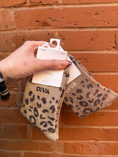 Chaussettes lurex mots léopard