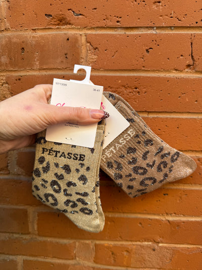 Chaussettes lurex mots léopard