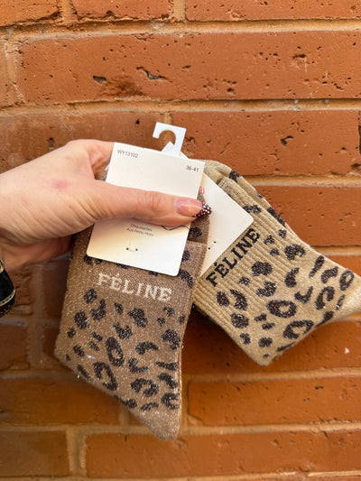 Chaussettes lurex mots léopard
