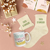 Lot Chaussettes lurex paillettes + Mug TATA D'AMOUR