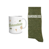 Lot chaussettes lurex paillettes + Mug BAROUDEUSE