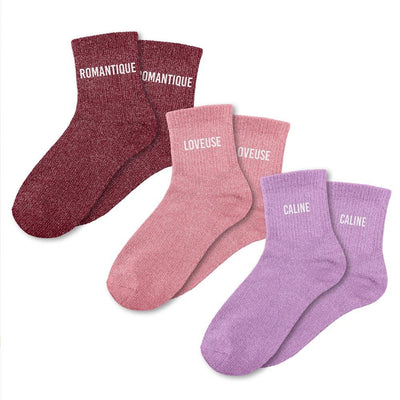 Trio chaussettes femme lurex paillettes ROMANTIQUE LOVEUSE CÂLINE