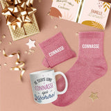 Lot chaussettes lurex paillettes + Mug Connasse CONASSE