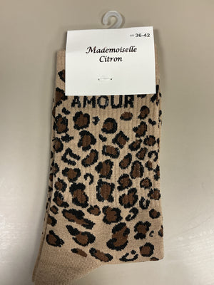Chaussettes léopard mots AMOUR