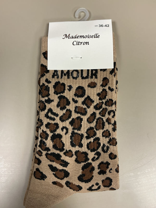 Chaussettes léopard mots AMOUR