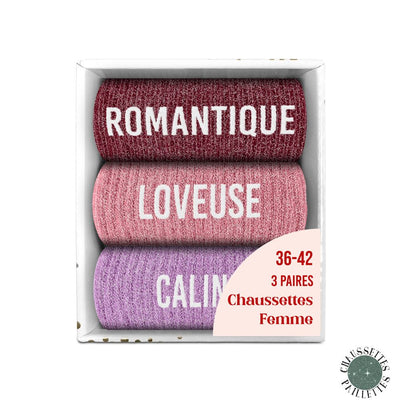 Trio chaussettes femme lurex paillettes ROMANTIQUE LOVEUSE CÂLINE